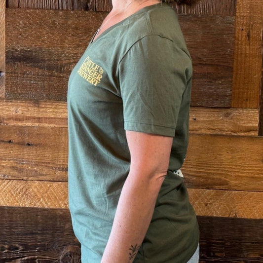 Women's V-Neck Military Green